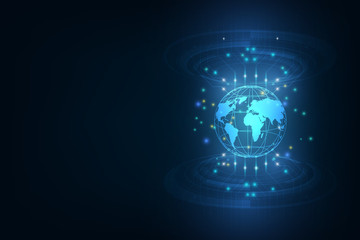 Poster - best internet concept of global business. globe, glowing lines on technological background. electron