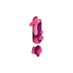 Wall Mural - exclamation mark of paper cut. design 3d sign isolated on white background. the figure from melting 