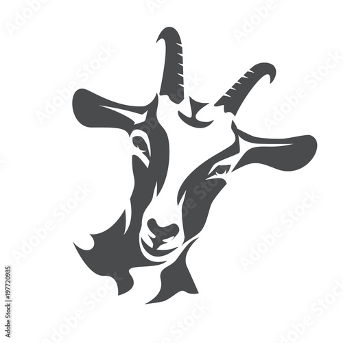Fotografía black goat face stylized vector symbol, agriculture concept