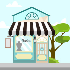 Fototapete - Fashion Store Front Building Background Illustration