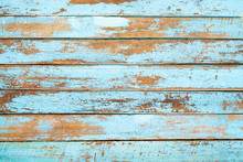 Vintage Beach Wood Background - Old Weathered Wooden Plank Painted In Blue Color.