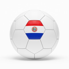 Wall Mural - 3d rendering of soccer ball with Paraguay flag isolated on a white background