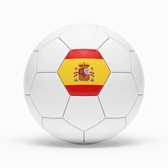 Wall Mural - 3d rendering of soccer ball with Spain flag isolated on a white background