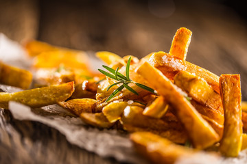 Potato Fries. Homemade potato fries with salt and rosemary