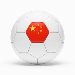 Wall Mural - 3d rendering of soccer ball with China flag isolated on a white background