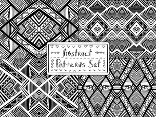 Ethnic patterns set geometric abstract tribal backgrounds 1