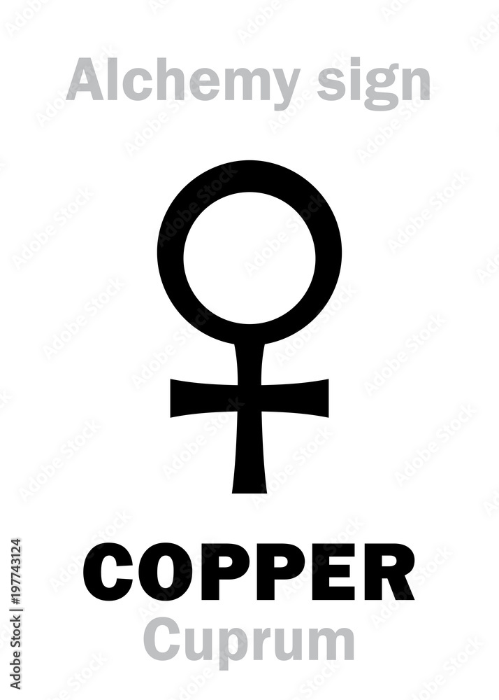 Alchemy Alphabet: COPPER (Cuprum, Cyprum, Aes cyprium; Venus), one 