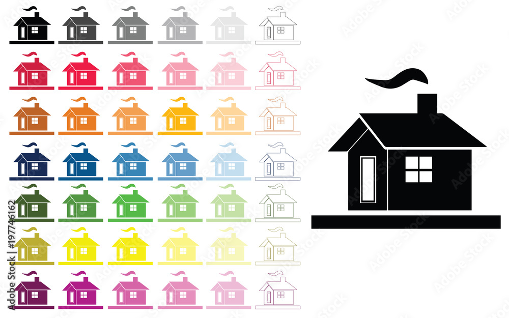 houses vector set in multiple colors Stock Vector | Adobe Stock
