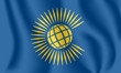 Flag of the Commonwealth of Nations. Realistic waving flag of Commonwealth of Nations. 3d shaded blue flag texture.