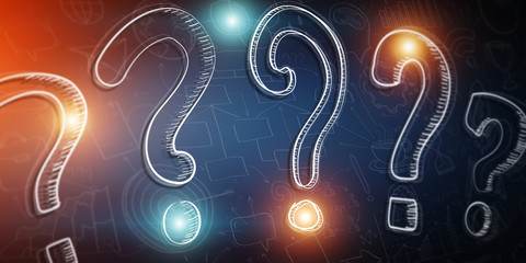 Poster - hand drawn question marks sketch