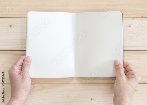 Blank open pocket book mock up, catalog magazines, or note template with paper t Poster