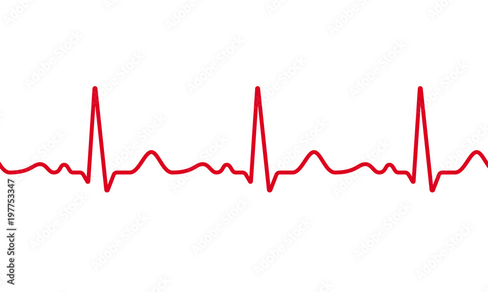 Medical ECG or EKG pulse electrocardiogram. Vector red line heart beat ...