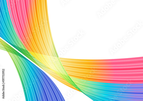 Abstract colorful striped elements on white, modern background
