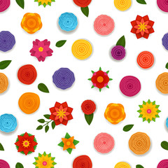 Aufkleber - Abstract spring flowers seamless pattern. Vector seamless background