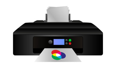 Poster - Vector illustration of home digital inkjet rgb printer with additive color mixing