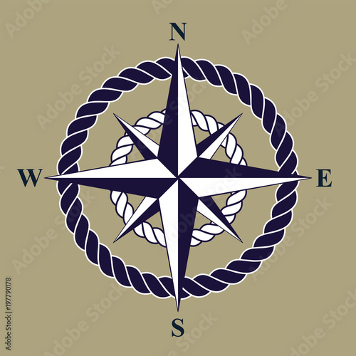 Nautical Compass Rose Vector With Rope Buy This Stock Vector And