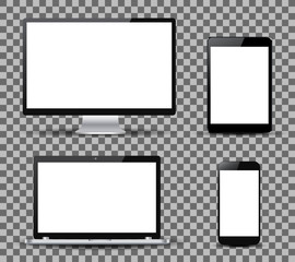 Poster - Set technology devices with white display - vector for stock