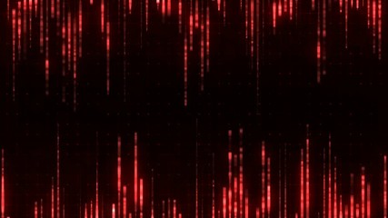 Poster - Red danger cyberspace. Alarm screen with moving glowing particles. Seamless loop abstract background.