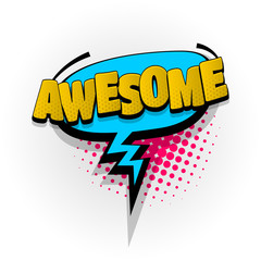 Wall Mural - awesome hand drawn pictures effects. template comics speech bubble halftone dot background. pop art 