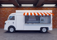 3D Illustration Of Food Truck  Transportations,  Truck,  Trucks,  Up,  Van,  Vehicle,  Vintage,  White  