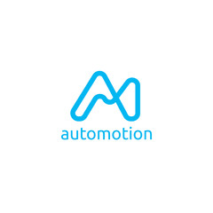 Poster - abstract letter AM, A M logo template for application or software. mountain and arrow concept design vector illustration