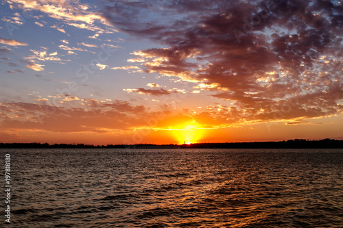 Beautiful Bright Sunset Over A Lake In Oklahoma Buy This
