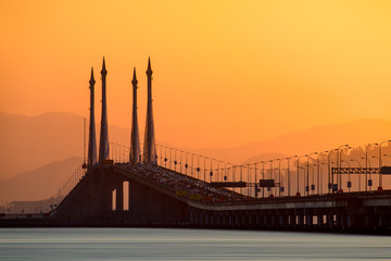 morning at penang bridge travel at Malaysia