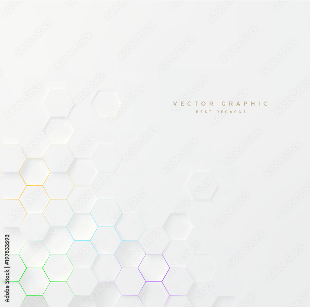 White abstract texture. Vector 3d geometric background. Hexagonal ...