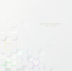Poster - white abstract texture. vector 3d geometric background. hexagonal backdrop.