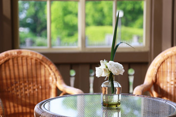 Wall Mural - Scenery of a table and the chair of the room with the window