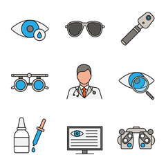 Sticker - Ophtalmology color icons set