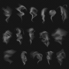 Set, collection, layouts, templates, realistic smoke, couple, against dark background.