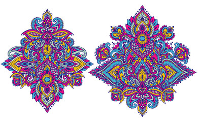 Wall Mural - Vector set of henna floral elements