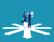 © zenzen - Business team are discussing on the direction to success. Concept business vector illustration.