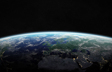 Wall Mural - View of blue planet Earth in space 3D rendering elements of this image furnished by NASA