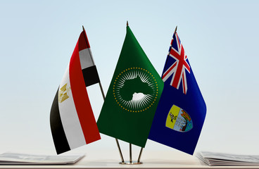 Flags of Egypt African Union and Saint Helena