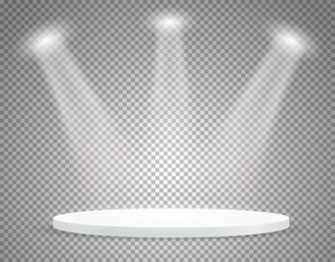 Poster - Bright stage with projectors isolated on transparent background. Layered illustration