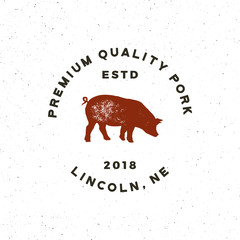 Canvas Print - premium fresh pork label. retro styled meat shop emblem. vector illustration