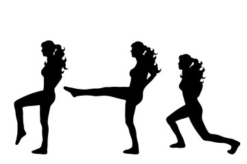 Poster - Vector silhouette of woman who practice yoga on white background.