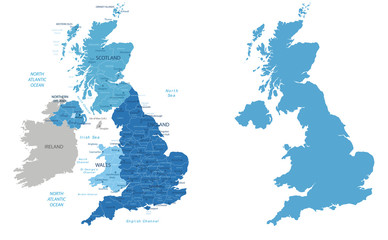 PrintUnited Kingdom -highly detailed map.All elements are separated in editable layers clearly labeled. Vector