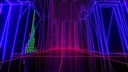 Wall Mural - VJ Retro-Futuristic City
