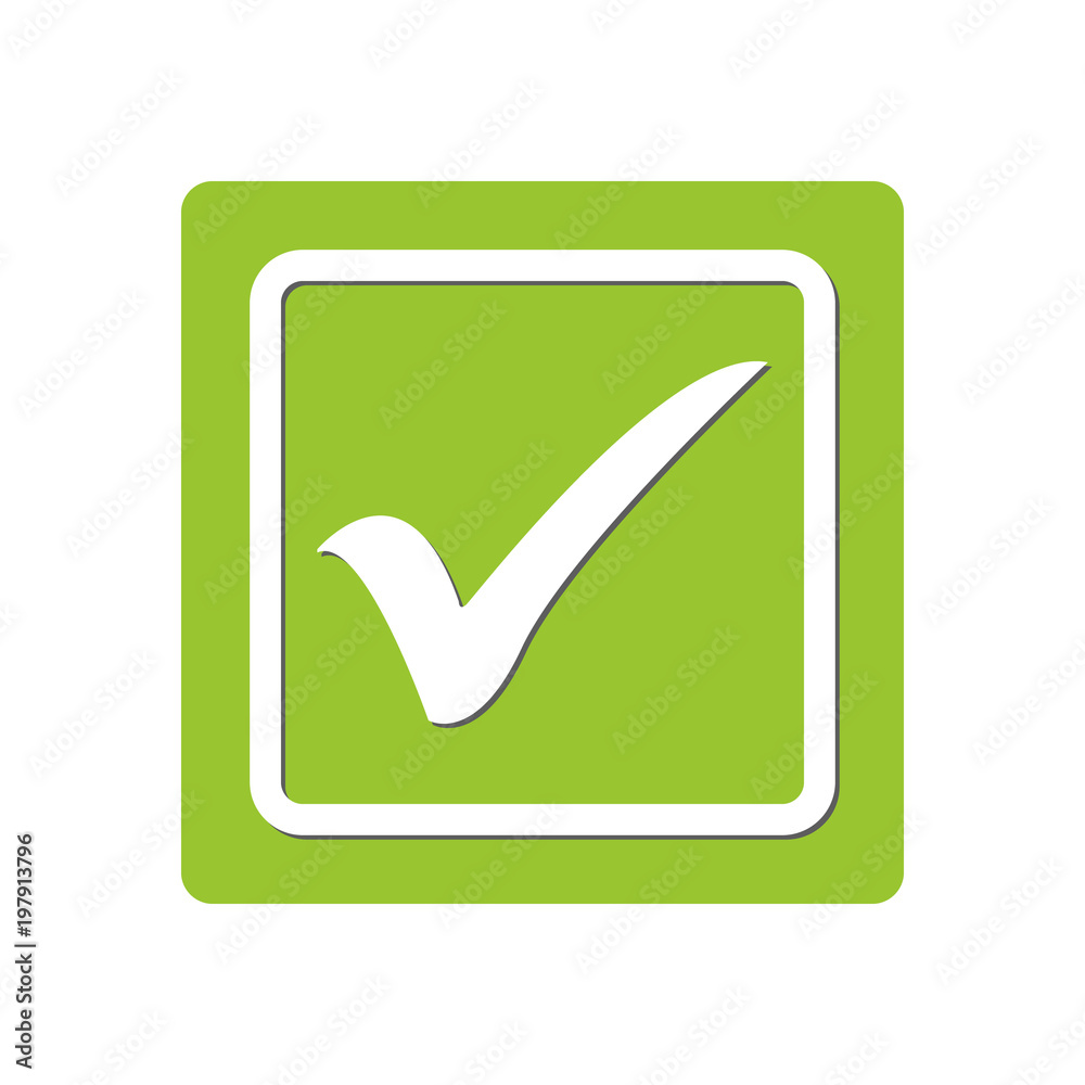 Green check mark icon in a box. Tick symbol in green color, vector ...