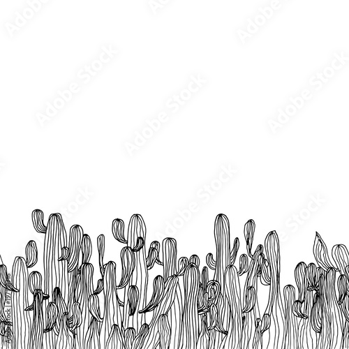 Download Vector seamless cactus border from saguaro cactus. Sketch ...