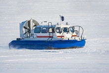 Rescue Hovercraft On Snow-covered Ice