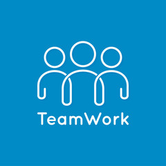 teamwork icon line business concept on blue background