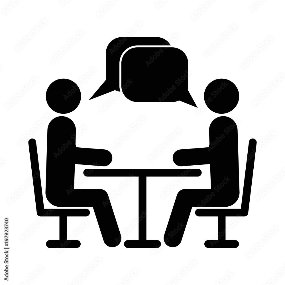 Two people at the table icon. Icon Conference. Vector illustration ...