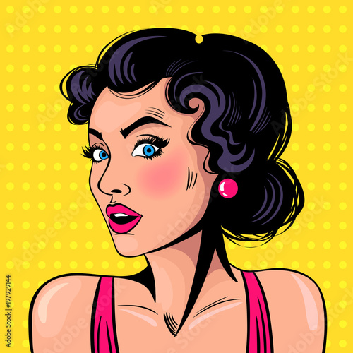 Fotografie, Obraz curious girl. emotion. comics. vector cartoon illustration
