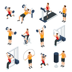 Sticker - Isometric People In Gym Collection