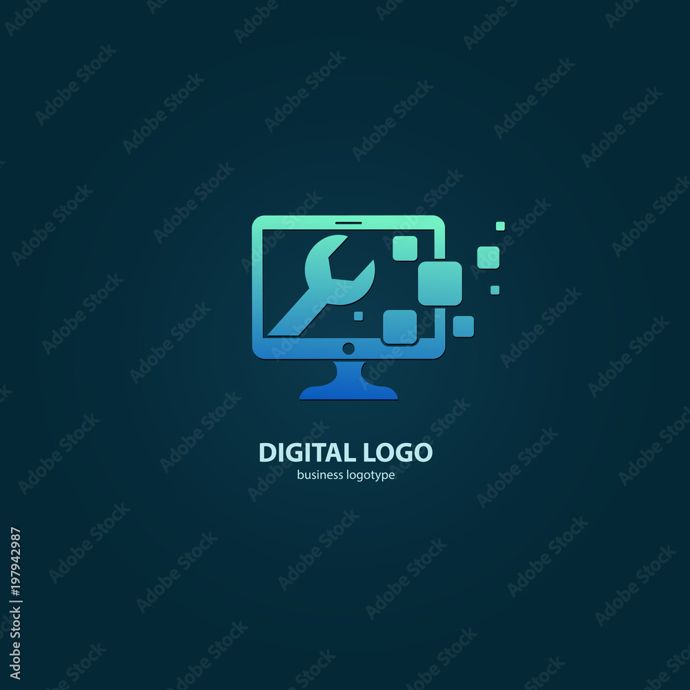 Logo Computer Fading Logo design abstract computer repair vector template. Stock Vector ...