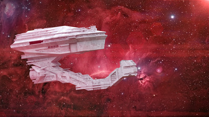 Wall Mural - futuristic spaceship isolated on white background, rocket ship design (3d science fiction rendering)